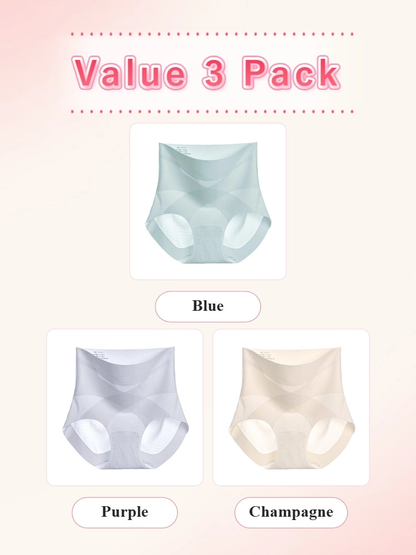 3-7 pack shaping high-waisted underwear, cross-over tummy control, seamless cooling fabric.