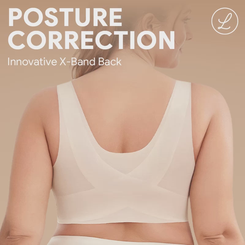 LunaHug - Seamless Front Buckle Cross Back Shaping Bra For Seniors